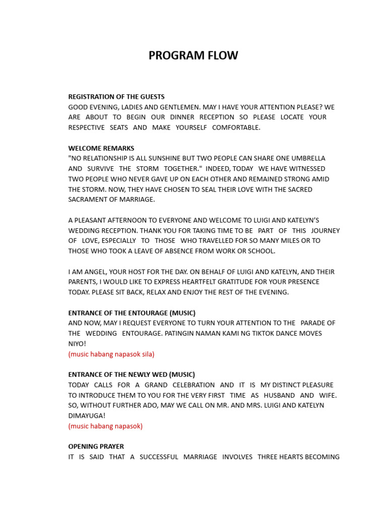 Wedding Reception Program Flow | PDF | Art