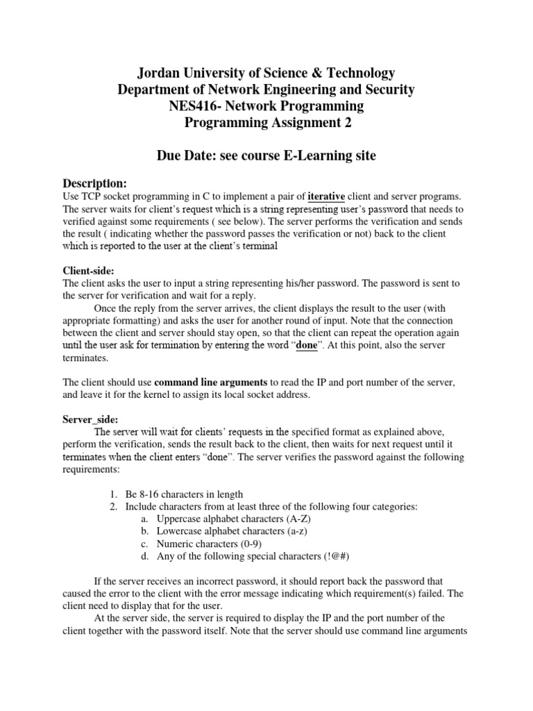 TCP Client-Server Password Verification | PDF | Password | Port ...
