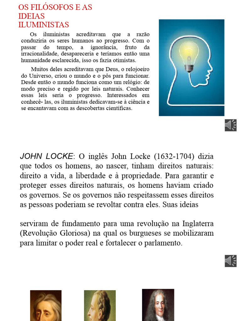 OS FILÓSOFOS E AS IDEIAS ILUMINISTAS 8º Slide | PDF | Montesquieu ...