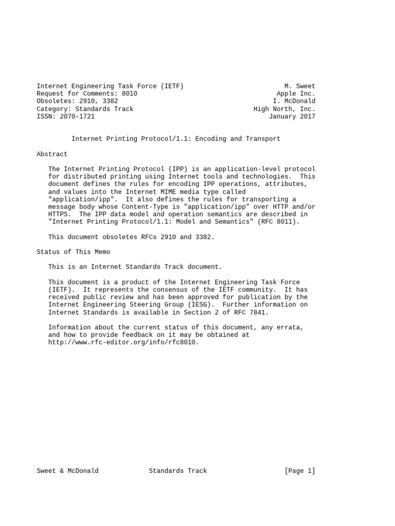 RFC 8010 | PDF | Cyberspace | Networking Standards