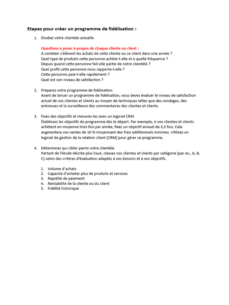 Créer un programme de fidélisation efficace | PDF