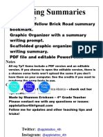 Follow The Yellow Brick Road Summary Bookmark and Graphic Organizer Editable Version 2