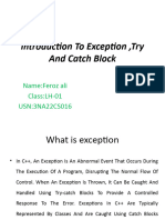 Introduction To Exception, Try and Catch Block