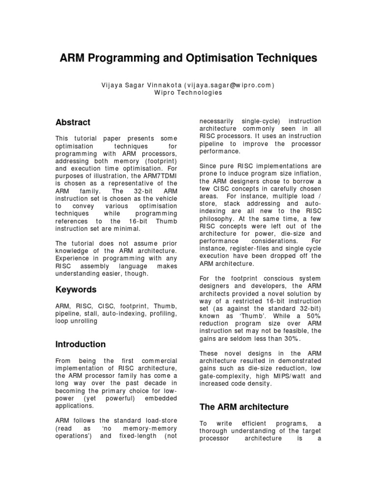 Efficient Programming Techniques For ARM | PDF