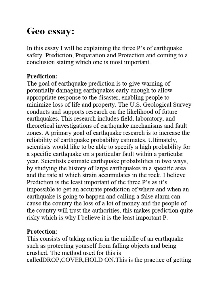 earthquake prediction essay