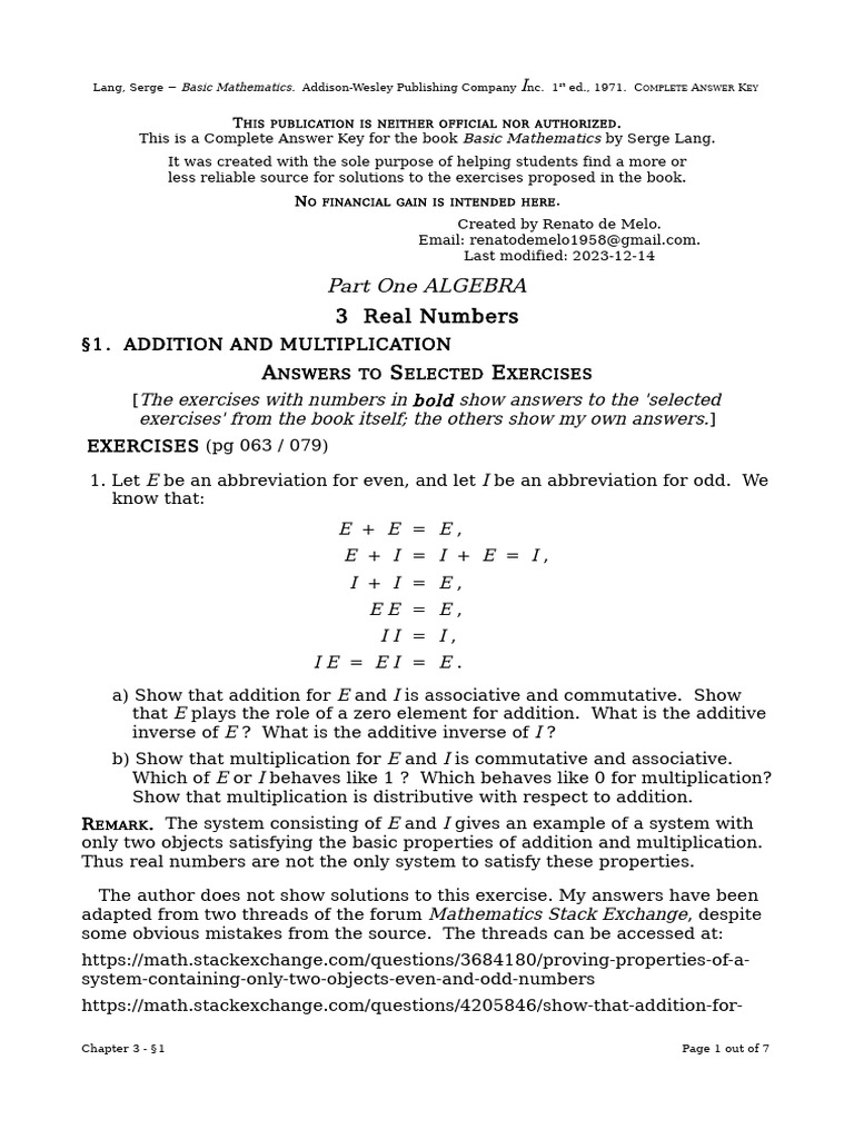 En 0301 serge lang basic mathematics answers pdf algebra