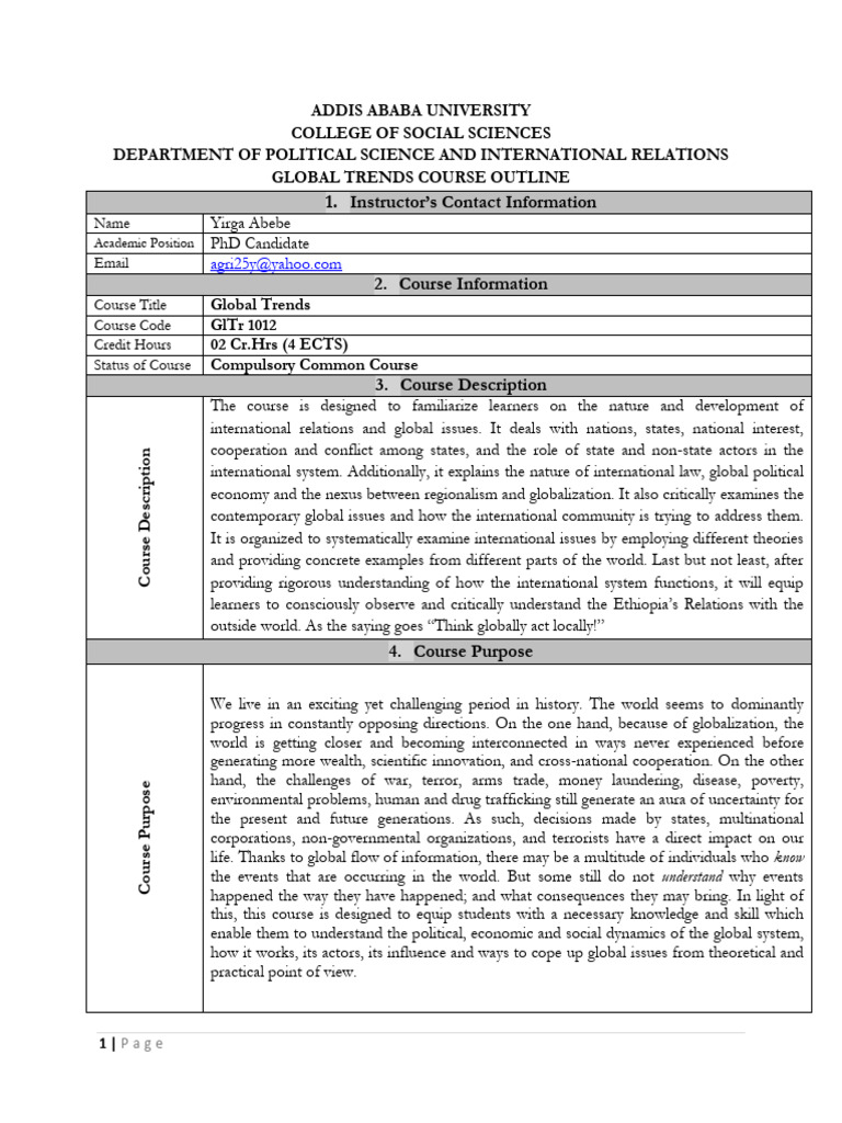 Global Trends Course Outline | PDF