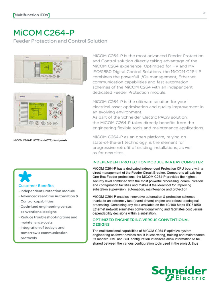Micom C264-P: Feeder Protection and Control Solution | PDF