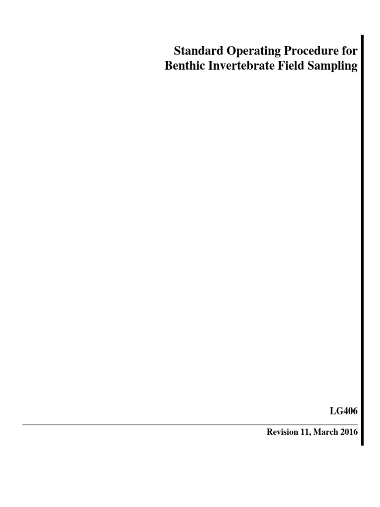 Standard Operating Procedure For Benthic Invertebrate Field Sampling | PDF