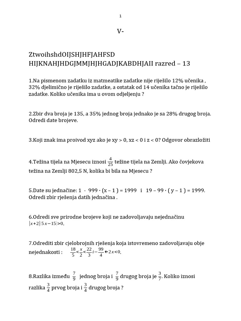 VII Razred - 13 | PDF