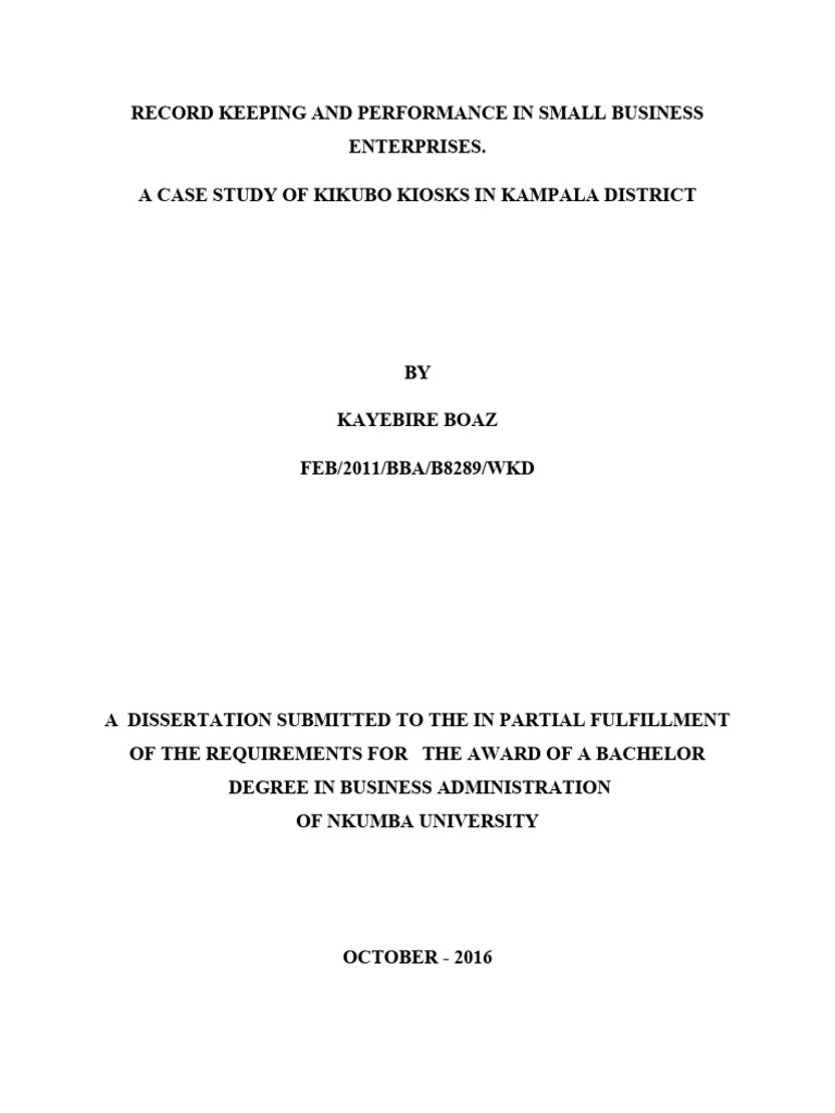 Record keeping and performance in small pdf employment economic