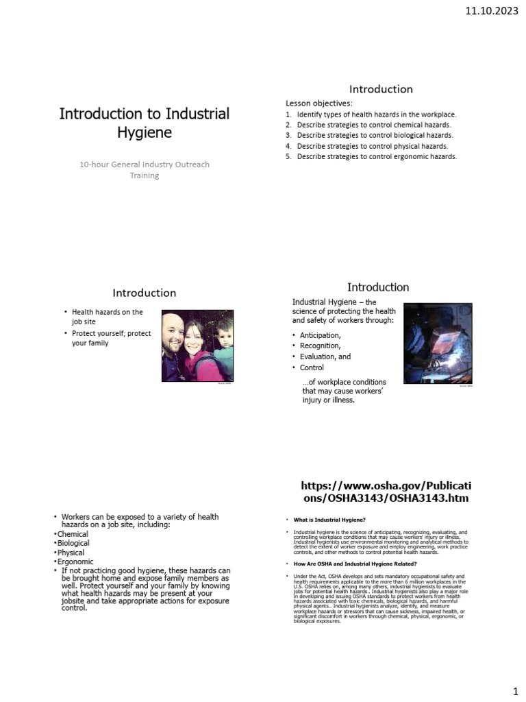 Industrial Hygiene: Workplace Health Hazards | PDF