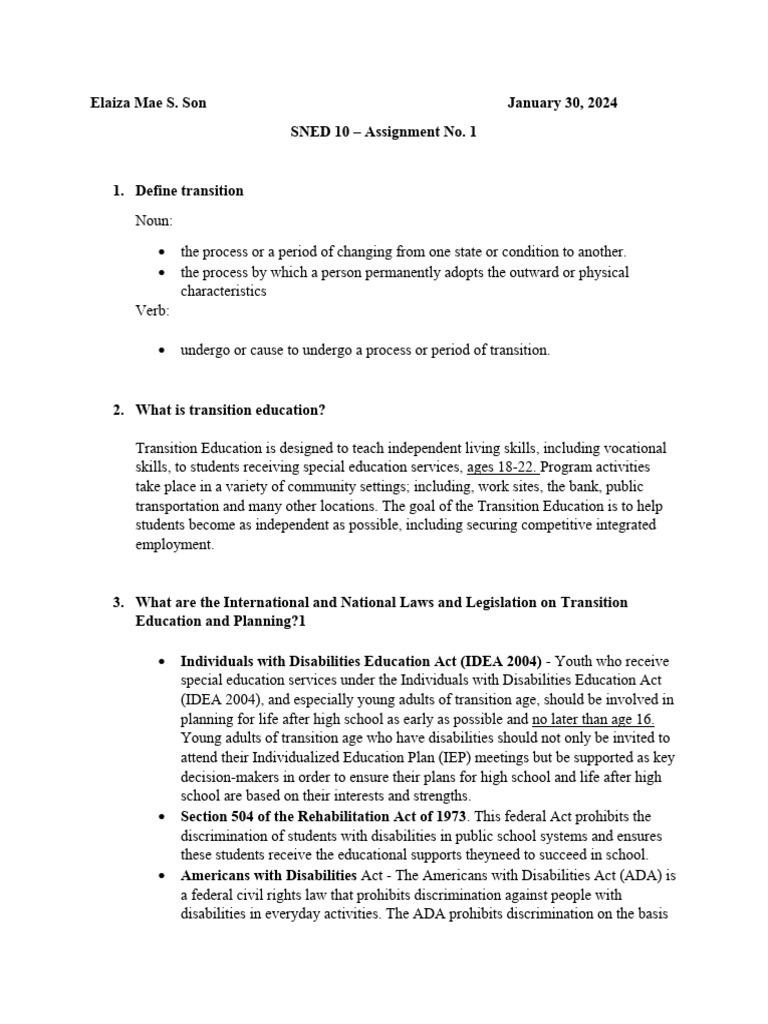 Transition Education PDF