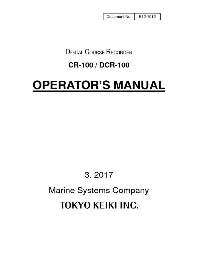DCR-100 Operator's Manual Overview | PDF | Electrical Engineering ...