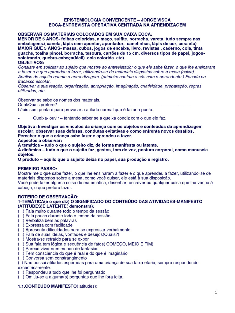 Avaliação Da EOCA | PDF
