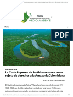 La Corte Suprema de Justicia Reconoce Como Sujeto de Derechos A La Amazonia Colombiana - Derecho Del Medio Ambiente