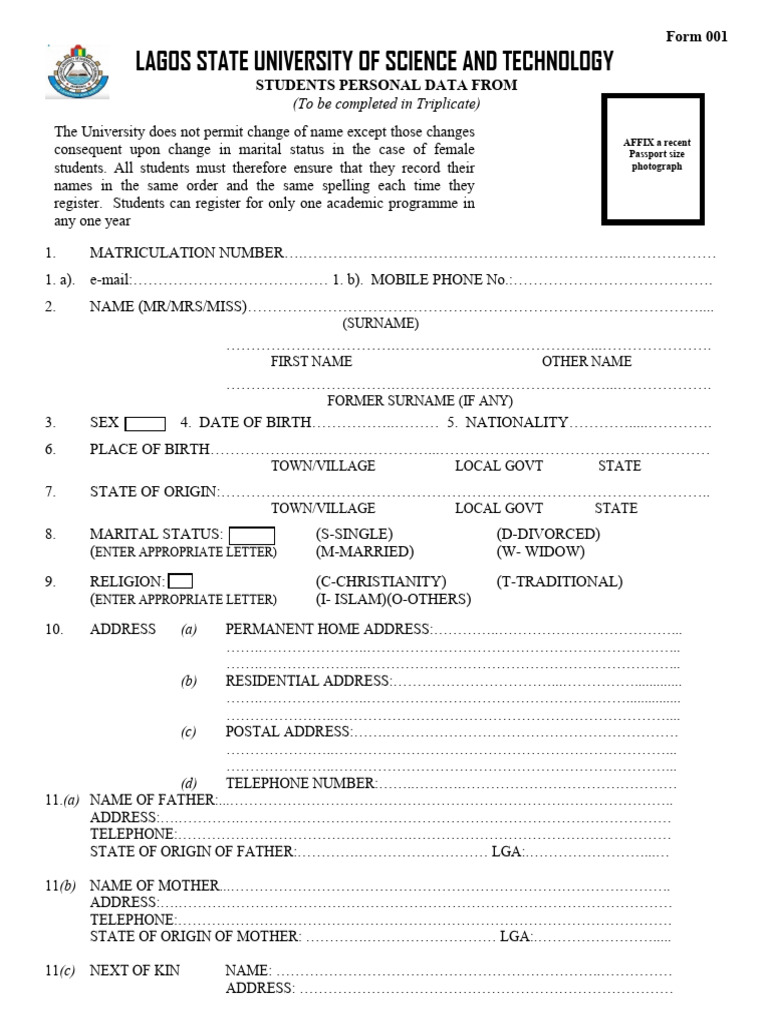 Form 001 | PDF