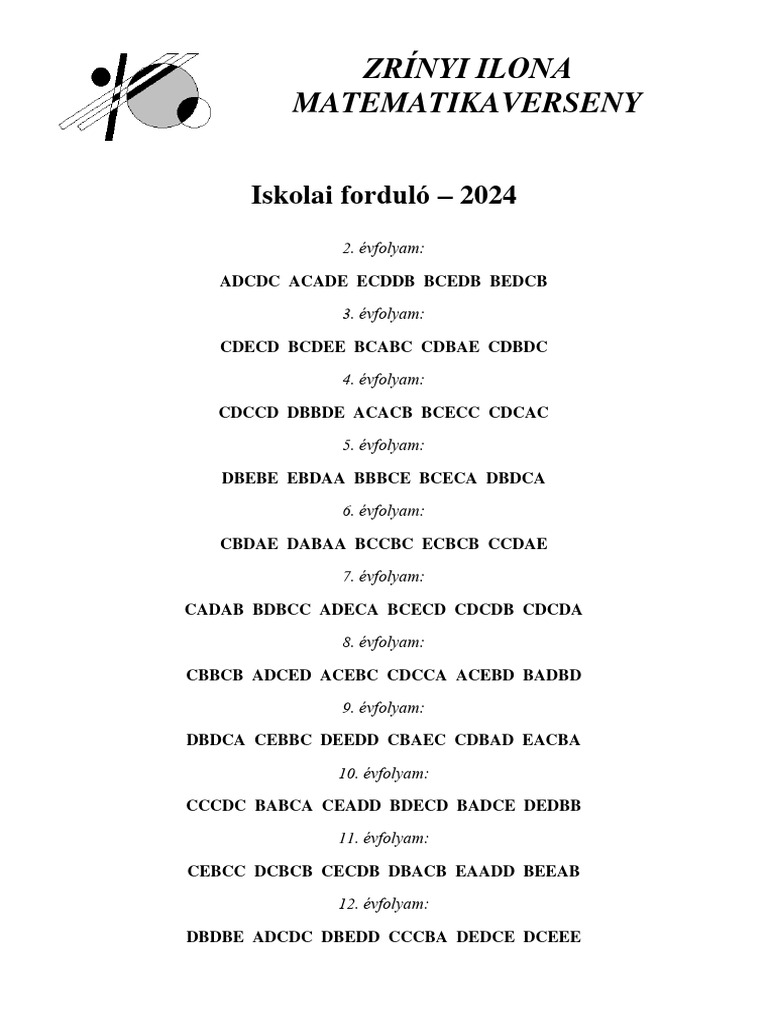 Megoldokulcs 2024 126 | PDF