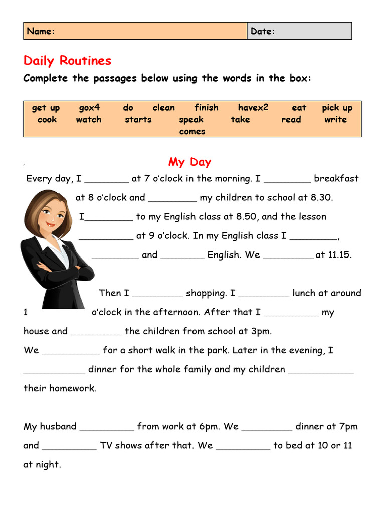 Daily Routine for English Learners | PDF