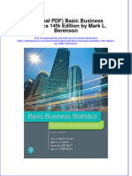 Full Download Original PDF Basic Business Statistics 14th Edition by Mark L Berenson PDF