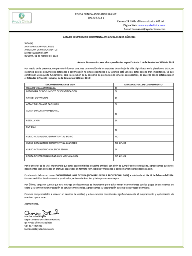 Carta de Seguridad Social PDF