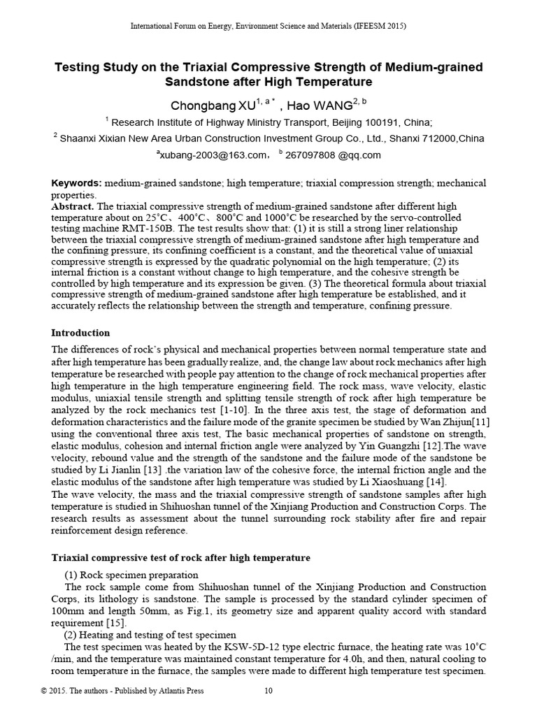 Testing study on the triaxial compressive strength of medium grained