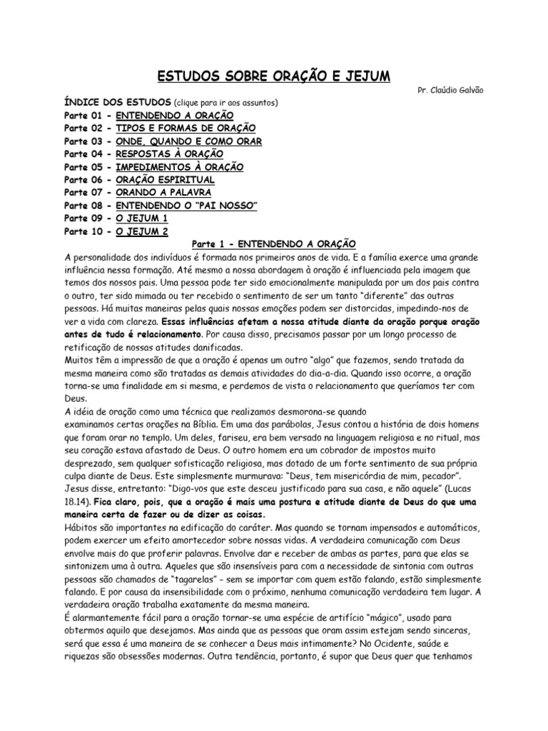 Estudos Sobre Oração E Jejum Pdf