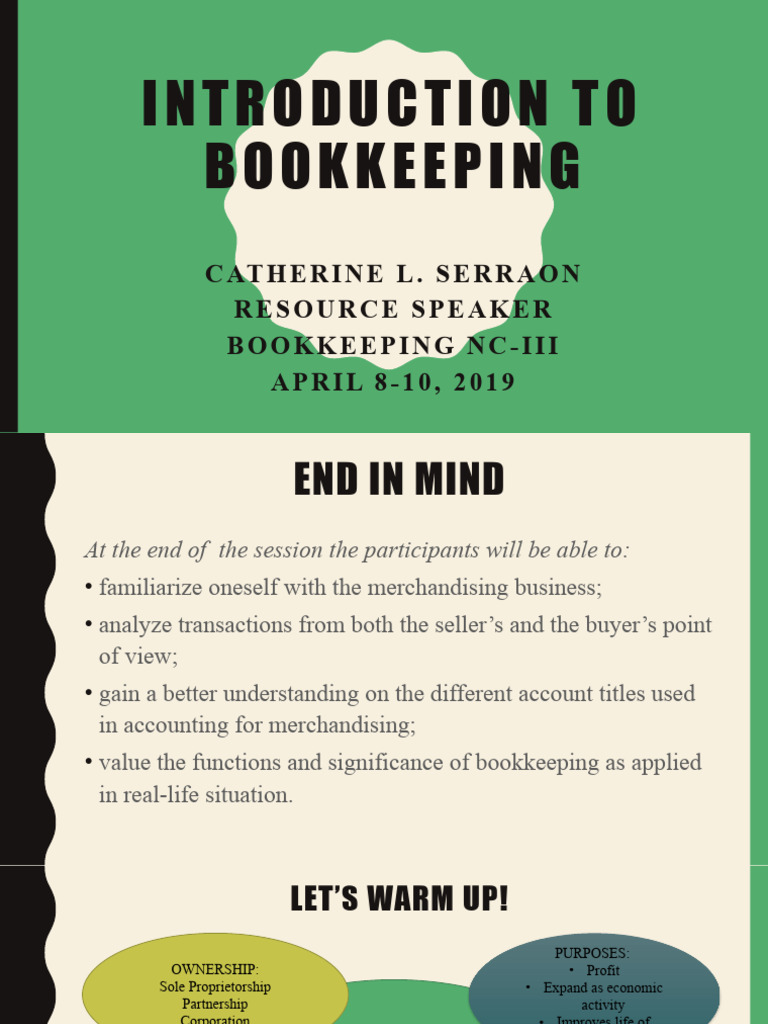 Introduction to bookkeeping 1 pdf expense equity finance 