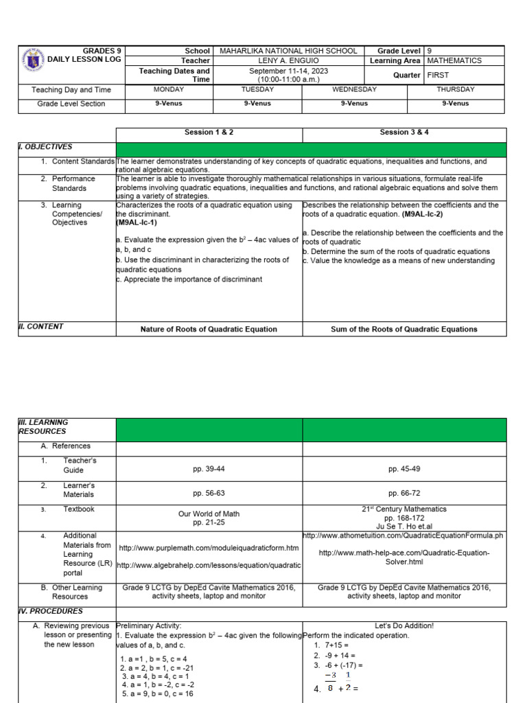 Math 9 DLL-WK 3-LC 3 | PDF