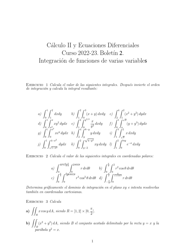 Integrales y Volúmenes en Cálculo II | PDF