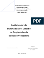 Importancia Del Derecho de Propiedad en La Sociedad Venezolana.