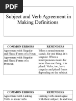 Subject and Verb Agreement in Making Definitions