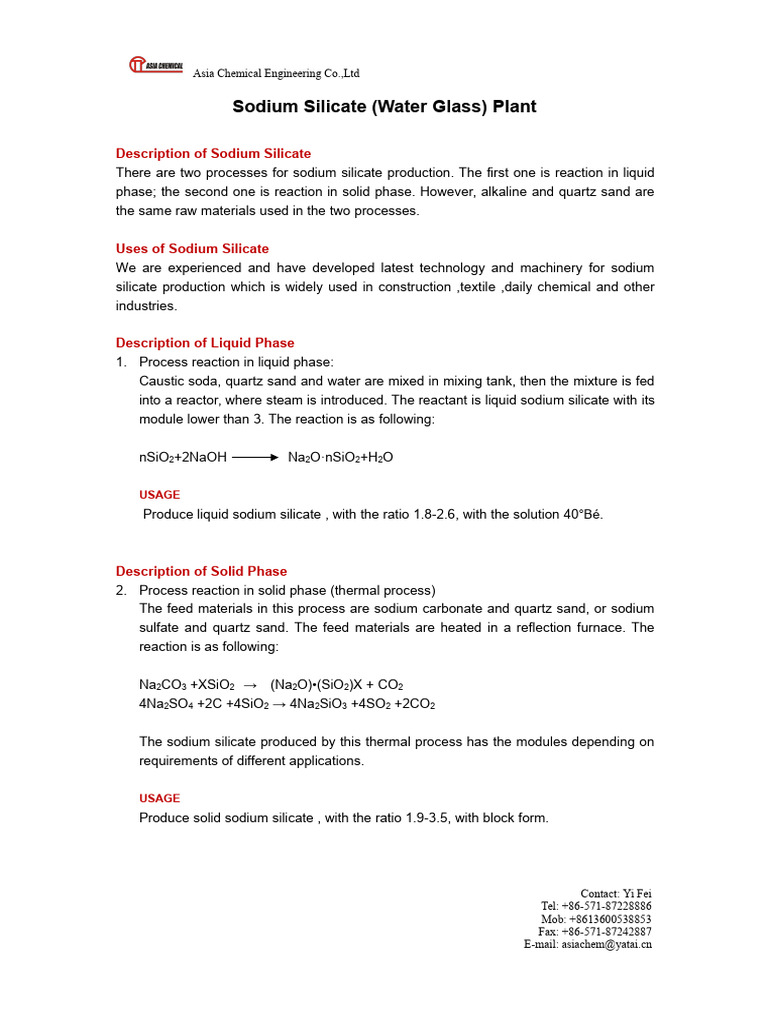 Sodium Silicate | PDF | Sodium Carbonate | Sodium