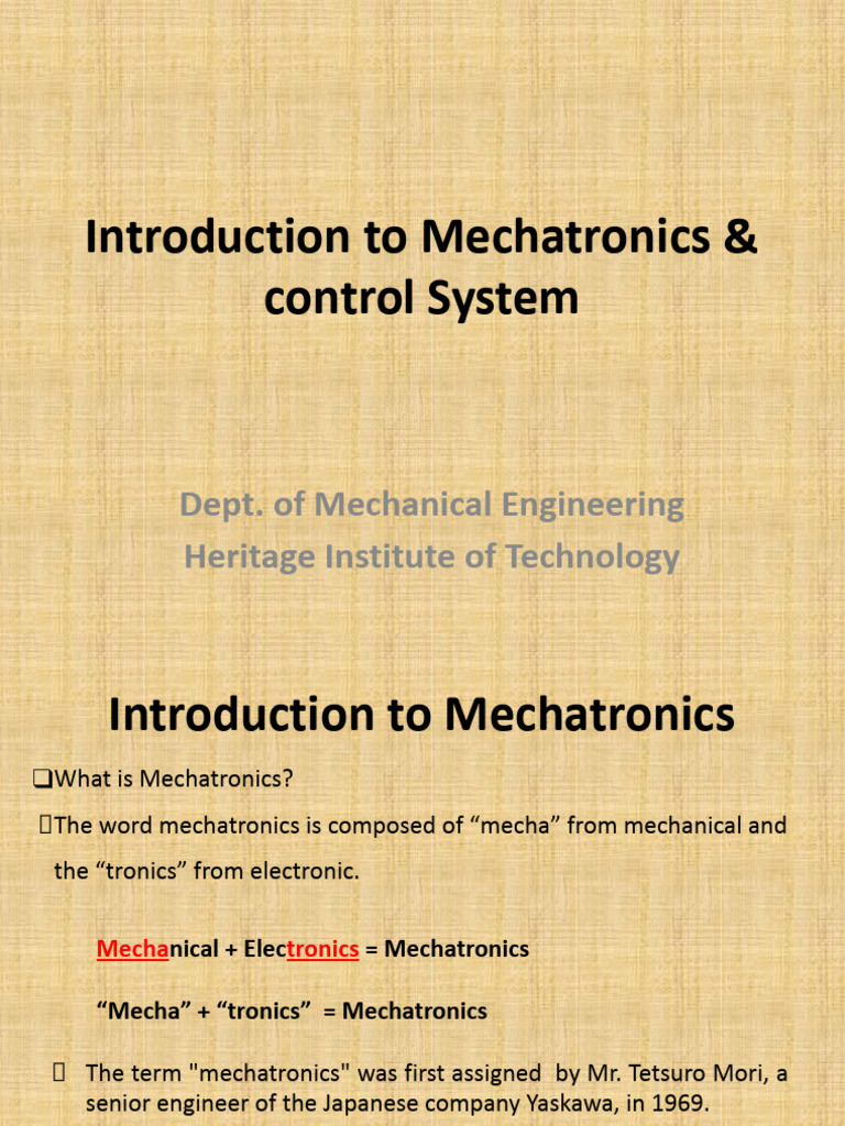 Introduction to mechatronics and control system | PDF