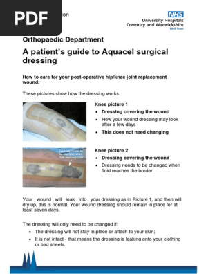 Aquacel Dressing Care for Hip/Knee Surgery | PDF | Surgery | Wound