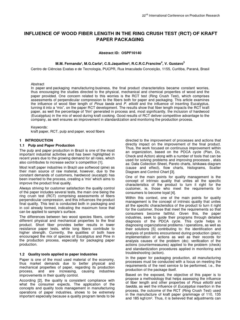 Impact of Fiber Length on RCT in Kraft Paper | PDF | Paper | Wood
