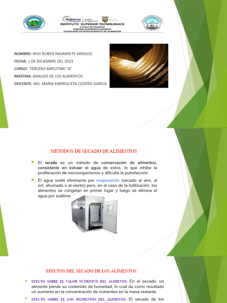 Secados de Alimentos | PDF | Química | Comida y bebida
