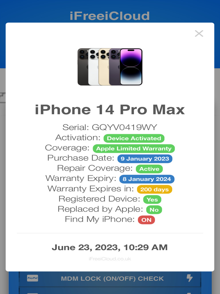 iPhone 14 Pro Max IMEI Check Summary | PDF | Computers | Technology ...