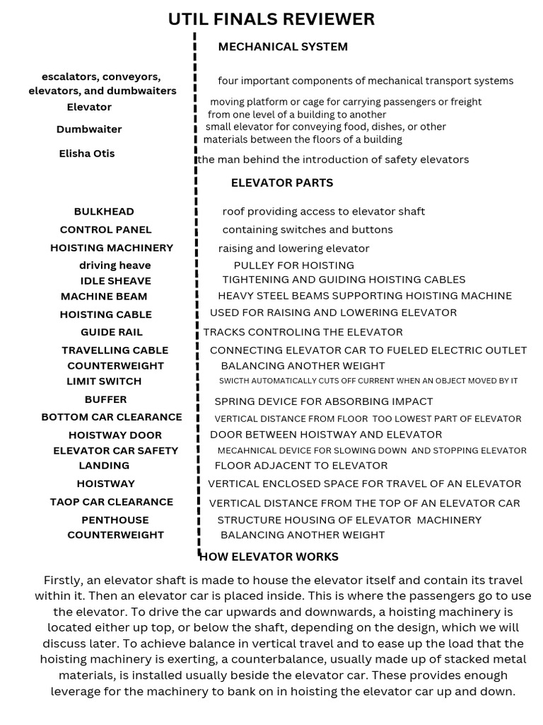 Util Finals Reviewer Download Free Pdf Elevator Escalator
