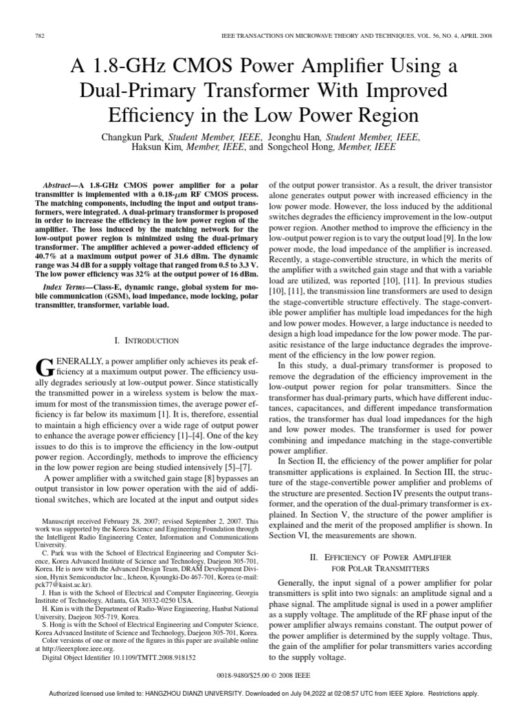 1.8-GHz CMOS Power Amplifier Design | PDF | Amplifier | Power Supply
