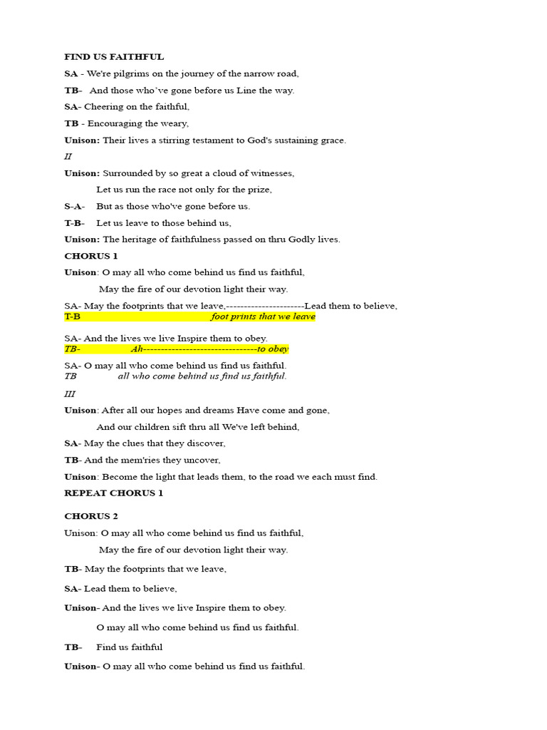 Find Us Faithful | PDF