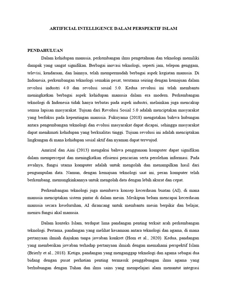 Artificial Intelligence Dalam Perspektif Islam Pdf