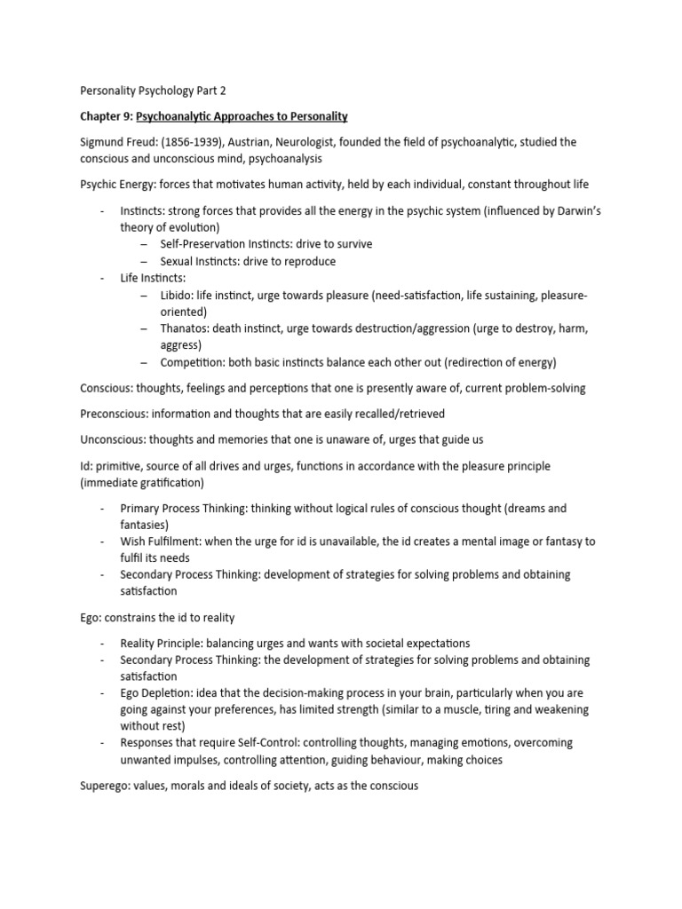 Freud's Psychoanalytic Personality Theory | PDF | Attachment Theory ...