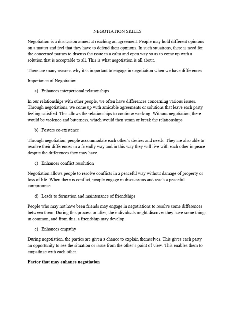 Essential Negotiation Skills Guide | PDF | Negotiation | Empathy