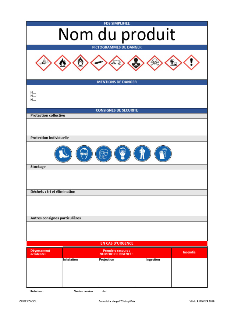 Fiche de données de sécurité simplifiée | PDF