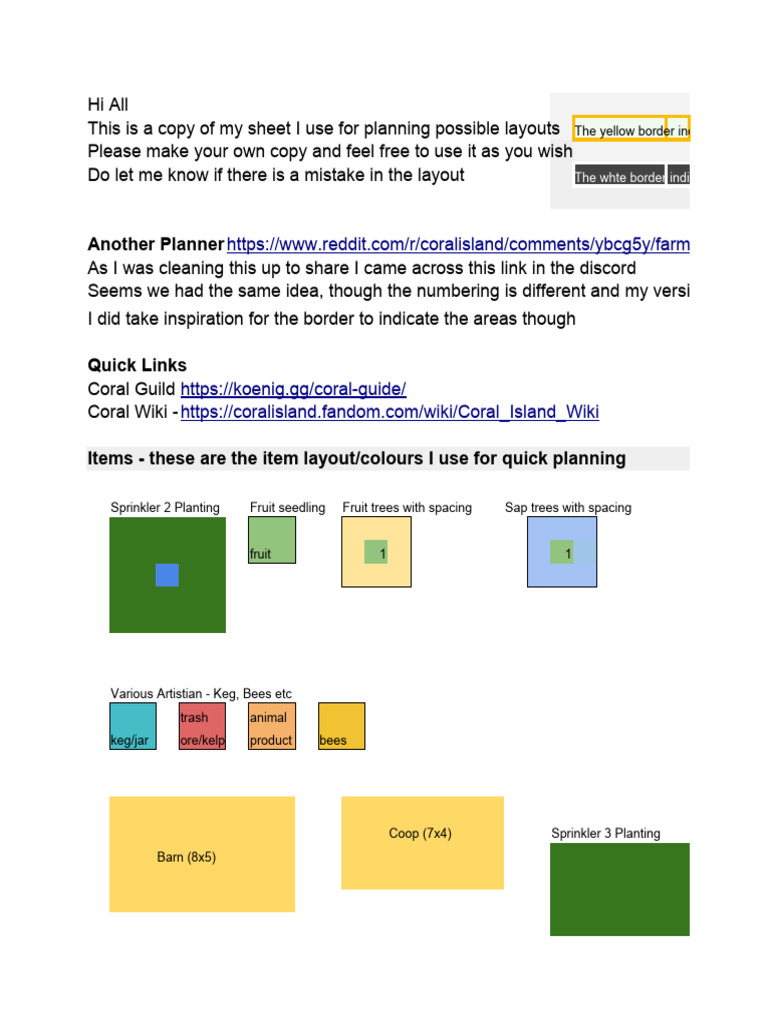 Coral Island Farm Layout Planner PDF Vegetables Tyrannosaurus