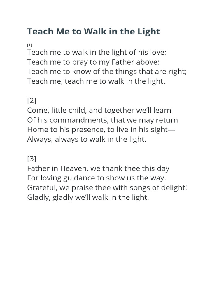 Teach me to walk in the light pdf