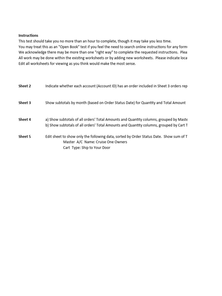 Excel test 2022 pdf