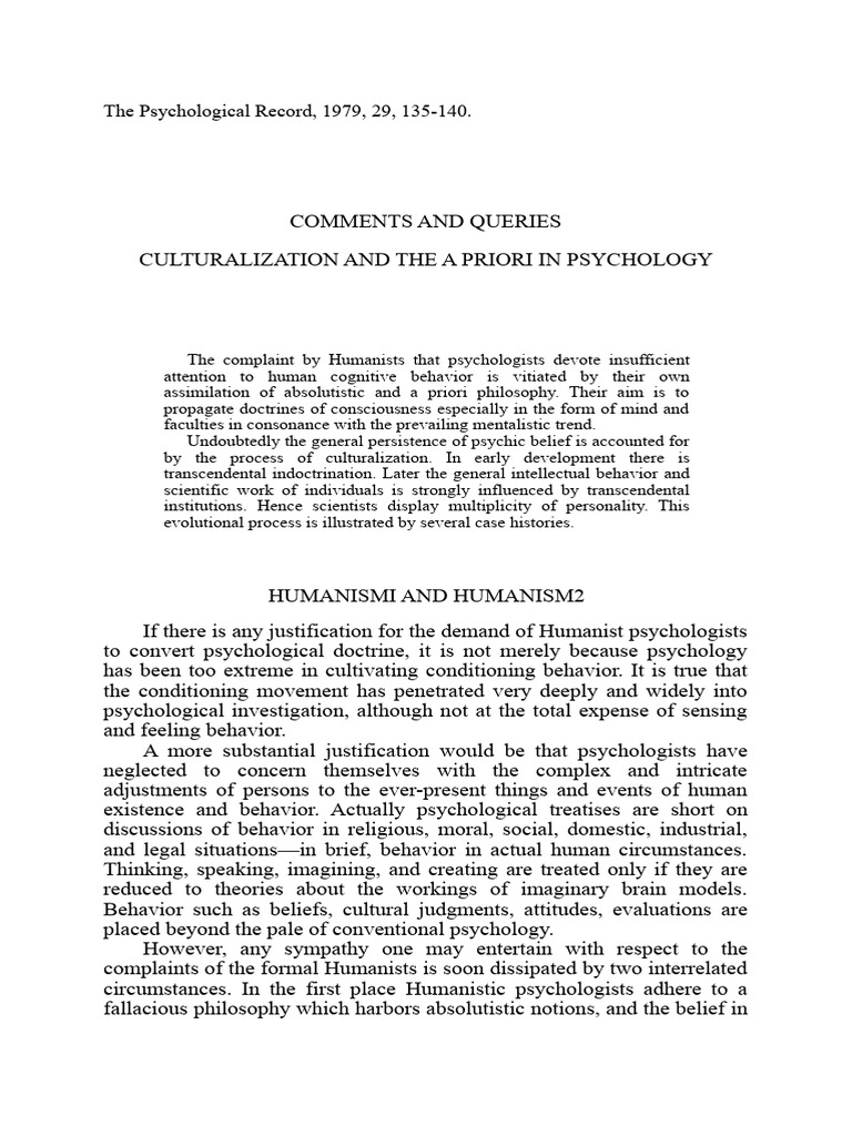 Culturalization-And-The-A-Priori-In-Psychology-1979 (1) Mapa | PDF