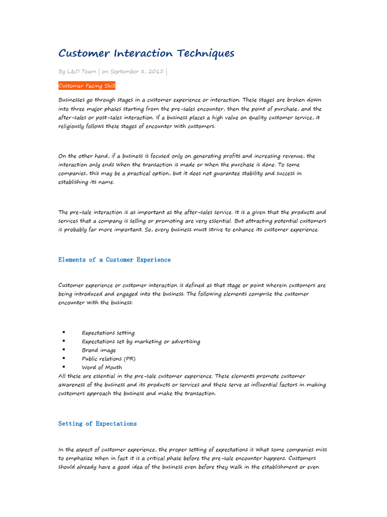 Customer Experience Pre Read Pdf